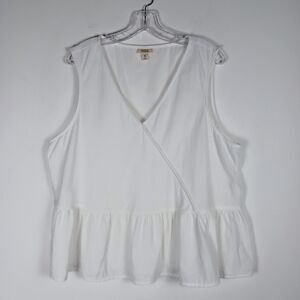 A.N.A. A New Approach Top Women's XXL Sleeveless Faux Wrap White